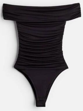 Divided Off-Shoulder Black Bodysuit NWT Small